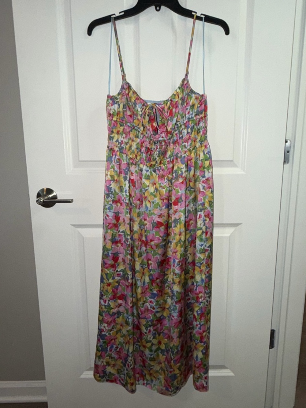 Astr Floral Tie-Front Sundress in Pastel Multicolor - Picture 4 of 6